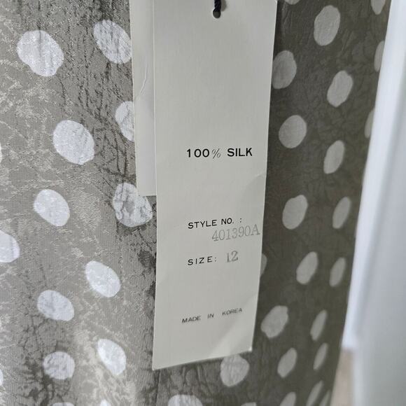 St. Gillian VTG Silk Polka Dot Midi Dress 12 Puff Sleeves Bow Collar Retro 80s - Picture 6 of 11